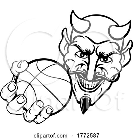 Devil Satan Basketball Sports Mascot Cartoon by AtStockIllustration