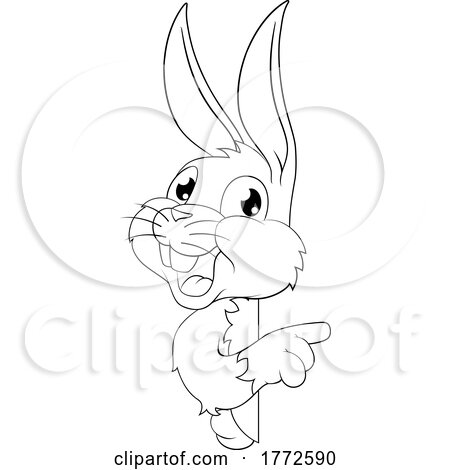 Black and White Easter Bunny Rabbit by AtStockIllustration