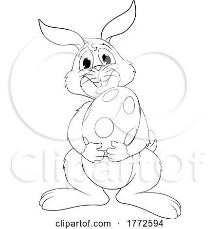 Black and White Easter Bunny Rabbit by AtStockIllustration