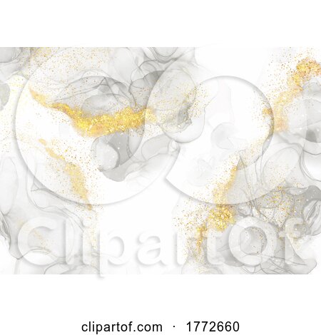 Elegant Hand Painted Alcohol Ink Design with Gold Glitter by KJ Pargeter