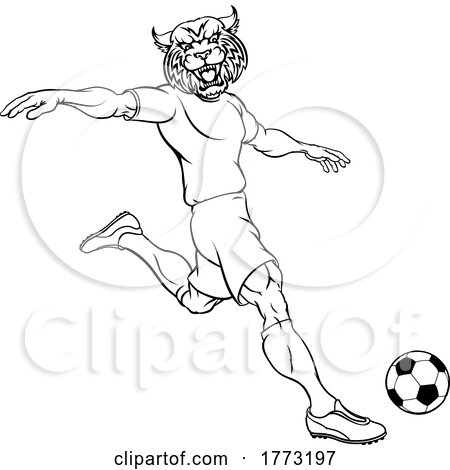 Wildcat Soccer Football Player Sports Mascot by AtStockIllustration