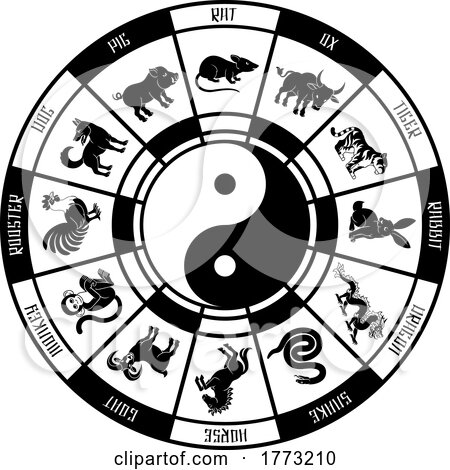 Chinese Zodiac Horoscope Animals Year Signs Wheel by AtStockIllustration