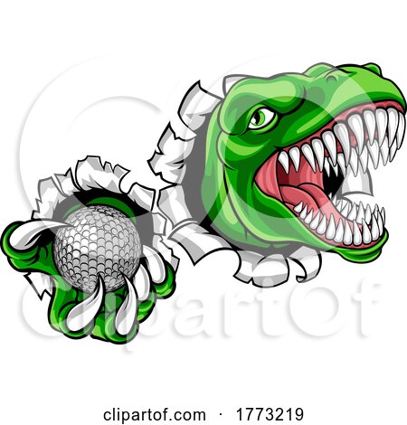 Dinosaur Golf Player Animal Sports Mascot by AtStockIllustration