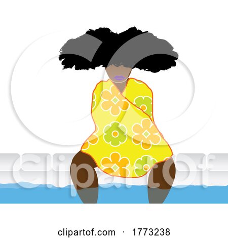 Woman Wrapped in a Towel and Soaking Her Feet in a Pool by tdoes