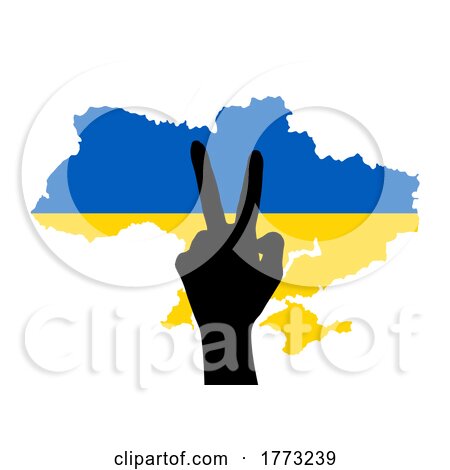 Hand in Peace Sign on Ukraine Map by KJ Pargeter