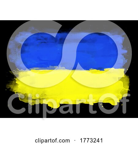 Hand Painted Ukraine Flag on Black Background by KJ Pargeter