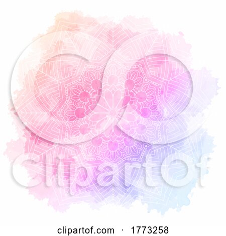 Decorative Mandala Design on Hand Painted Watercolour Background 2102 by KJ Pargeter