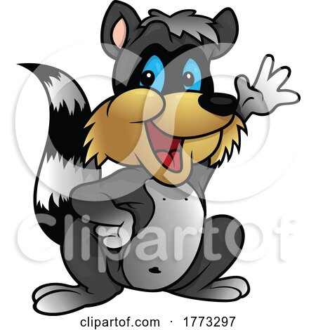 Cartoon Waving Raccoon by dero