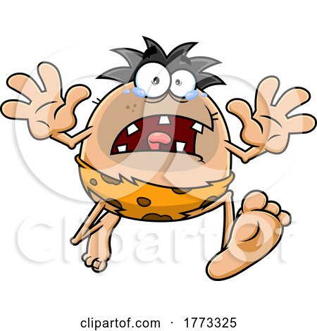 Cartoon Caveman Running in Fear by Hit Toon