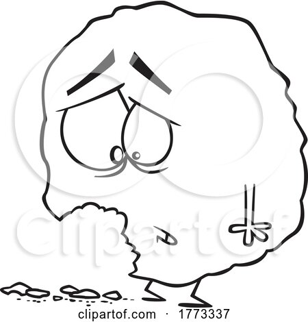 Cartoon Black and White Sad Crumbling Cookie by toonaday