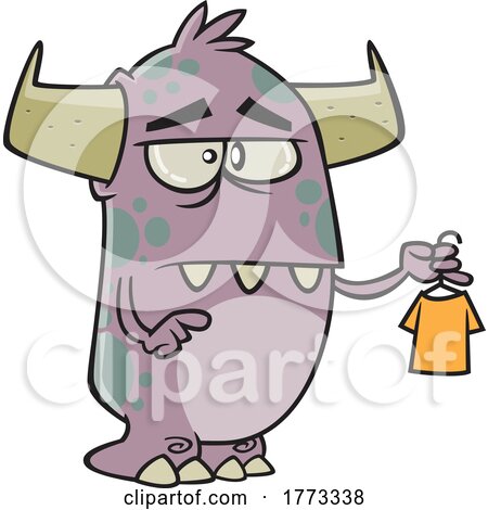 Cartoon Monster Holding a Tiny Shirt by toonaday