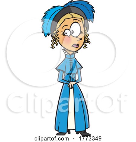 Cartoon Emma Woodhouse in a Blue Hat and Dress by toonaday