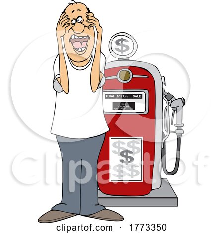 Cartoon Man Screaming at the Pump by djart