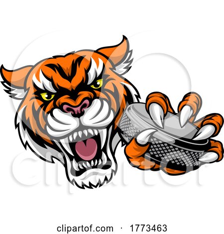 Tiger Ice Hockey Player Animal Sports Mascot by AtStockIllustration