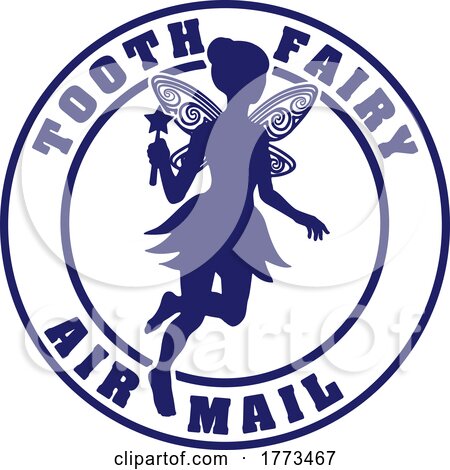 Tooth Fairy Silhouette Letter Air Mail Post Stamp by AtStockIllustration