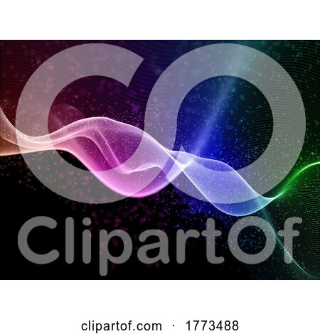 3D Modern Technology Background with Flowing Rainbow Coloured Particles by KJ Pargeter