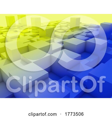 3D Background with Extruding Cubes in Ukraine Flag Colours by KJ Pargeter