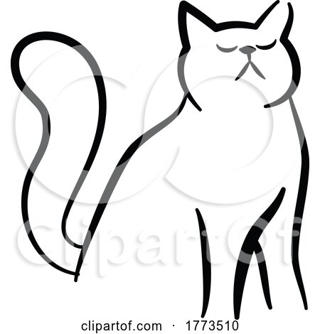Black and White Line Cat by Prawny