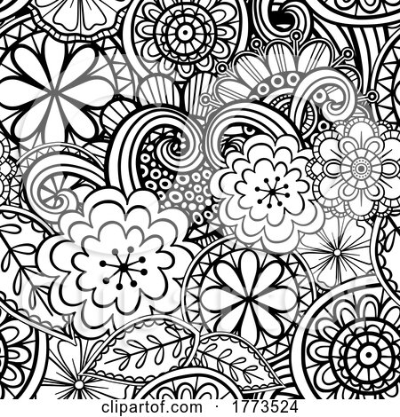 Black and White Seamless Floral Background by Prawny