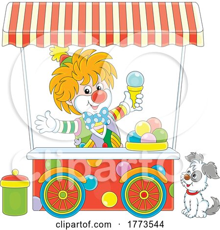 Cartoon Puppy by a Clown Ice Cream Vendor by Alex Bannykh