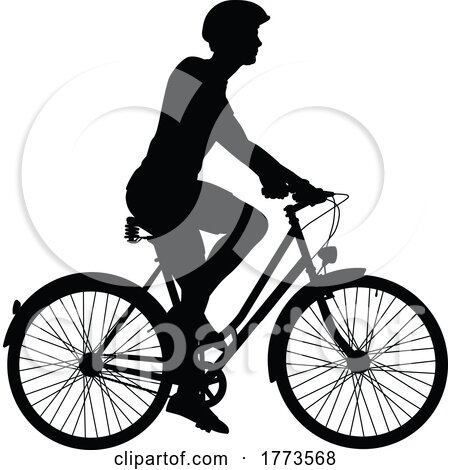 Bike and Bicyclist Silhouette by AtStockIllustration