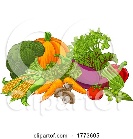 Vegetables Fruit Food Cartoon Produce Illustration by AtStockIllustration