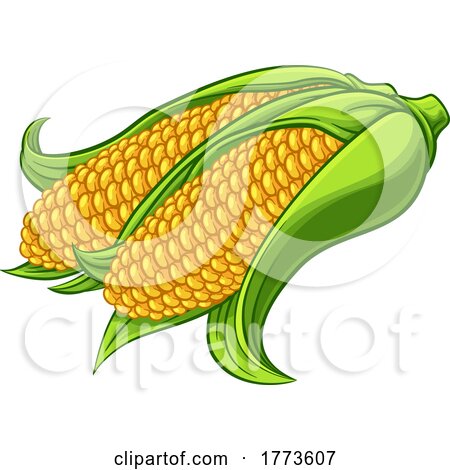 Sweet Corn Ear Maize Cob Cartoon Illustration by AtStockIllustration