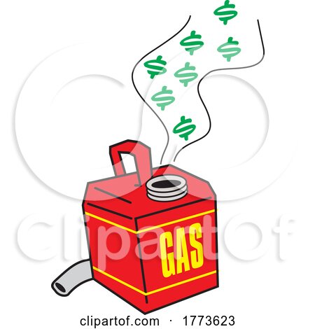 Cartoon Gas Can and Dollar Signs by Johnny Sajem