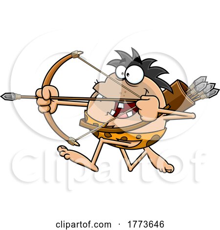 Cartoon Caveman Shooting an Arrow by Hit Toon