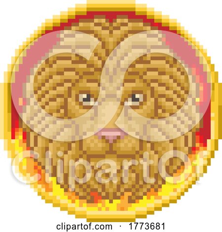 Zodiac Horoscope Astrology Leo Lion Pixel Art Sign by AtStockIllustration