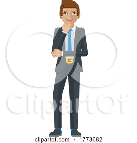 Business Man Thinking Mascot Concept by AtStockIllustration