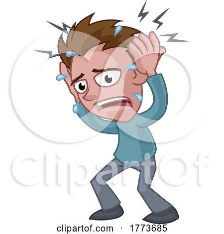 Man Suffering from Stress or Headache Cartoon by AtStockIllustration