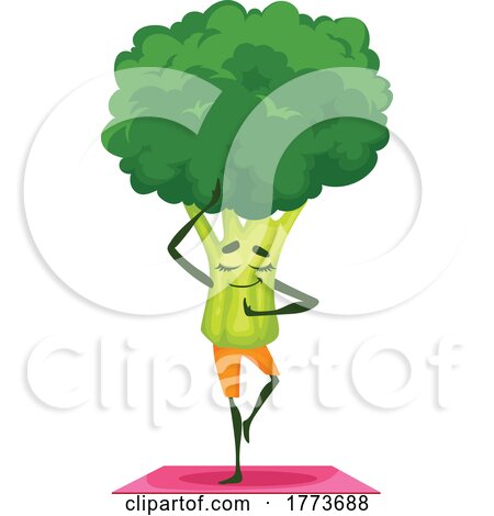 Yoga Broccoli Food Character by Vector Tradition SM
