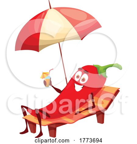 Poolside Red Pepper Food Character by Vector Tradition SM