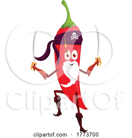 Pirate Red Pepper Food Character by Vector Tradition SM