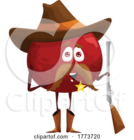 Western Ranger Pomegranate Food Character by Vector Tradition SM