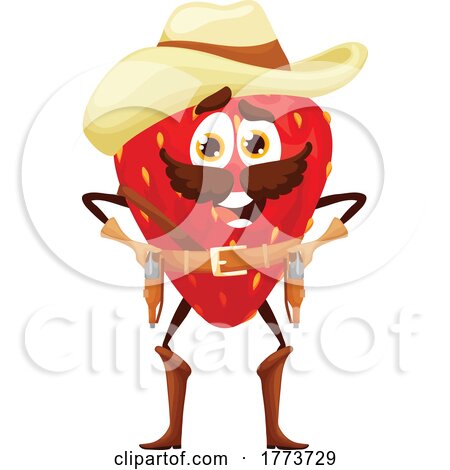 Western Strawberry Food Character by Vector Tradition SM