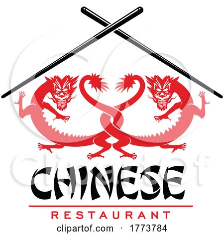 Chinese Dragons and Chopsticks Restaurant Design by Vector Tradition SM