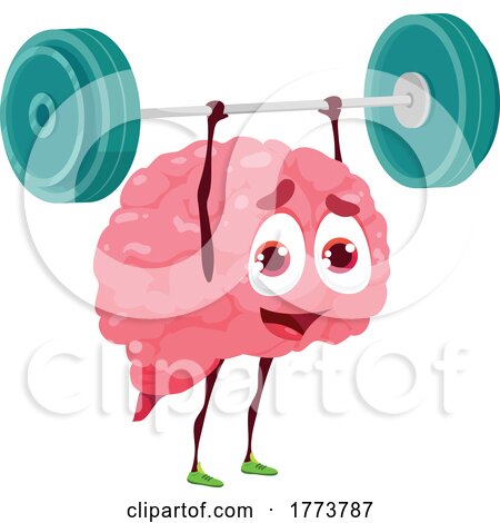 Brain Mascot Lifting a Barbell by Vector Tradition SM