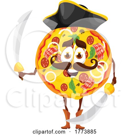 Pizza Pirate Food Mascot by Vector Tradition SM