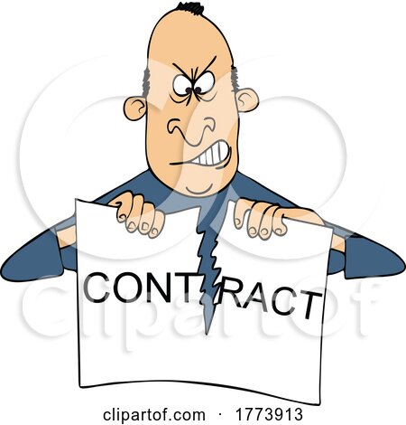 Cartoon Angry Guy Ripping Apart a Contract by djart