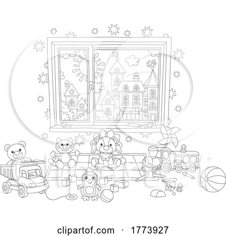 Cartoon Black and White Play Room by Alex Bannykh