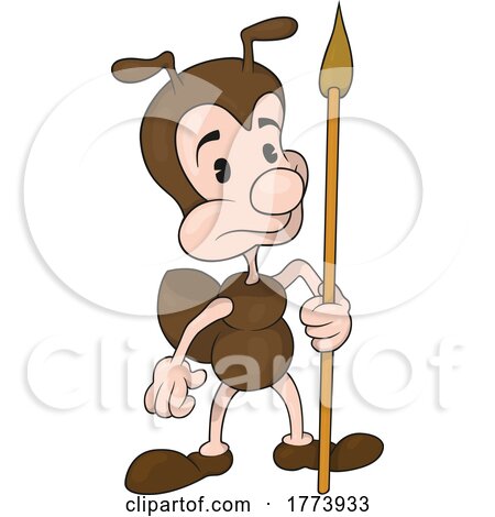 Cartoon Warrior Ant Holding a Spear by dero