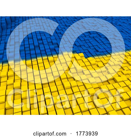 3D Abstract Background of Extruding Blocks in Ukraine Flag Colours by KJ Pargeter