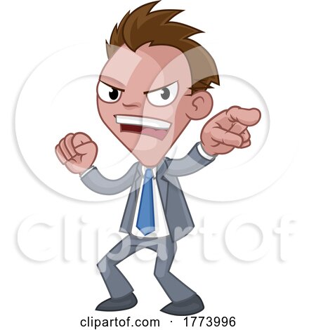 Cartoon Business Man in Suit Pointing Mascot by AtStockIllustration