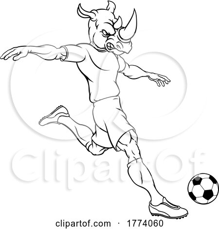 Rhino Soccer Football Player Animal Sports Mascot by AtStockIllustration