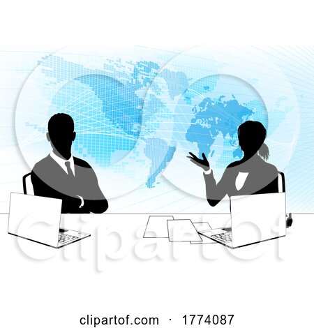 News Anchor Silhouette TV Reporter Presenters by AtStockIllustration