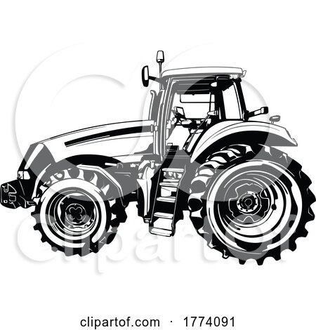 Black and White Farm Tractor by dero