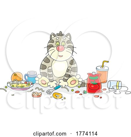 Cartoon Messy Fat Cat by Alex Bannykh