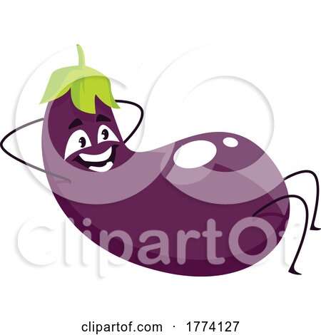 Eggplant Doing Situps Food Character by Vector Tradition SM